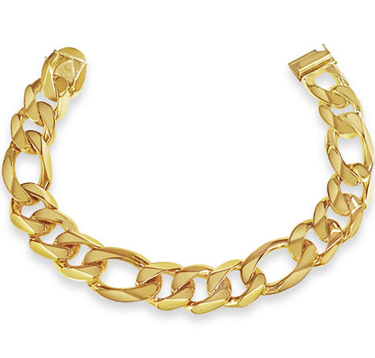 Handmade Solid Gold Figaro Bracelet , 18mm