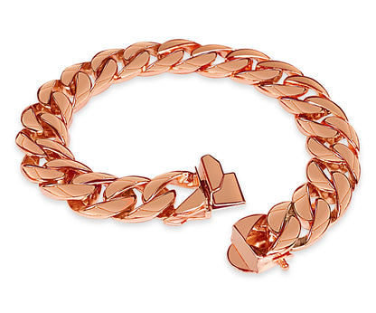 Handmade Solid Gold Curb Bracelet , 13mm