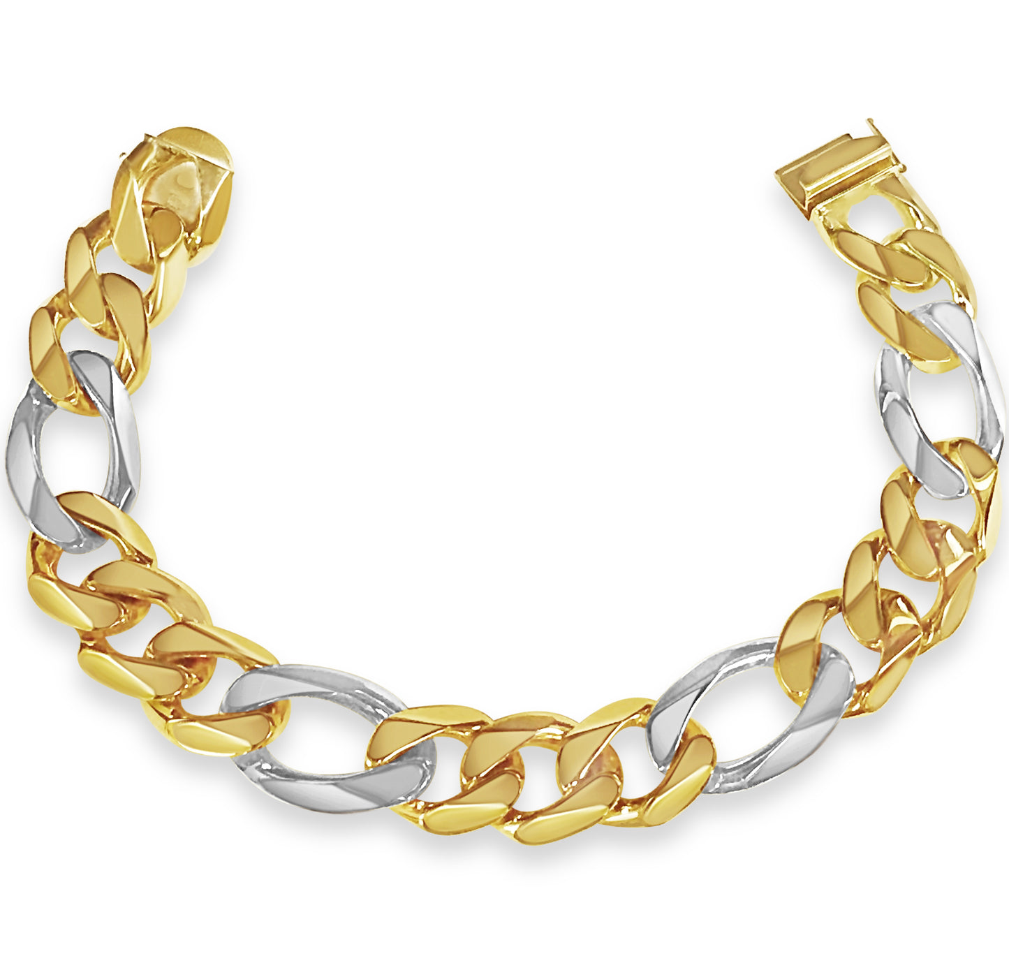 Handmade Solid Gold Figaro Bracelet , 18mm