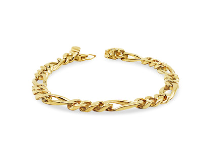 Handmade Solid Gold Figaro Bracelet , 7mm