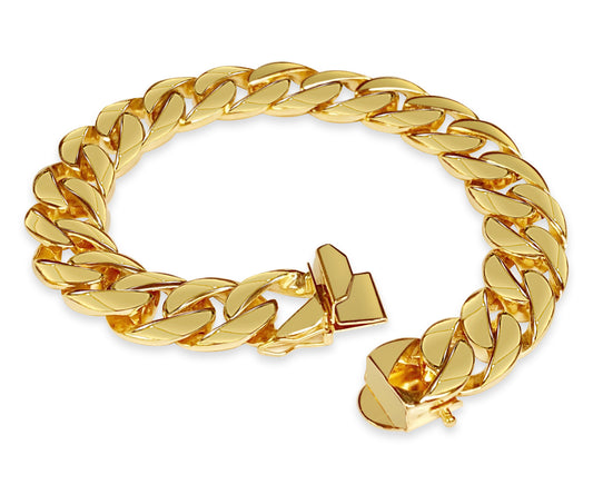 Handmade Solid Gold Curb Bracelet , 13mm