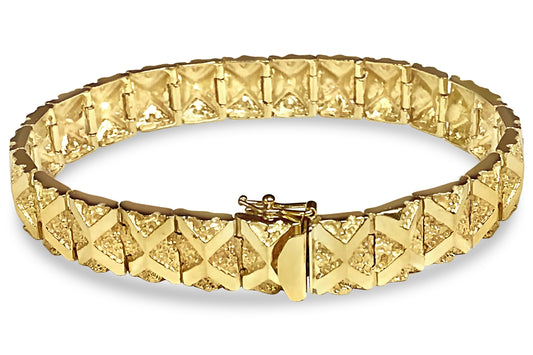 Handmade Solid Gold Nugget Bracelet , 11mm