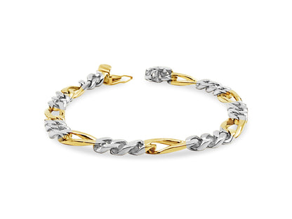 Handmade Solid Gold Figaro Bracelet , 7mm