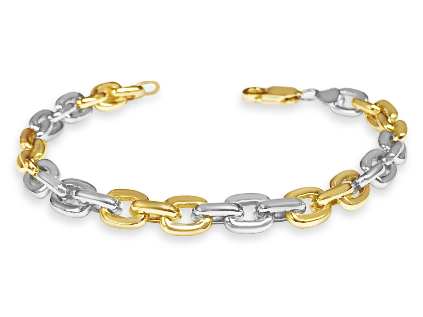 Handmade Solid Gold Fancy Rolo Bracelet , 8mm