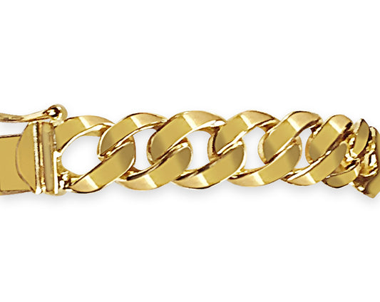 Handmade Solid Gold Curb Bracelet , 9mm