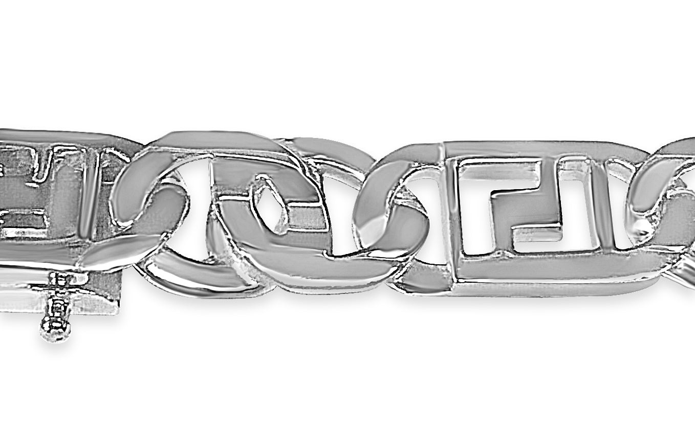 Handmade Solid Gold Greek Key & Tiger Eye Bracelet , 11mm