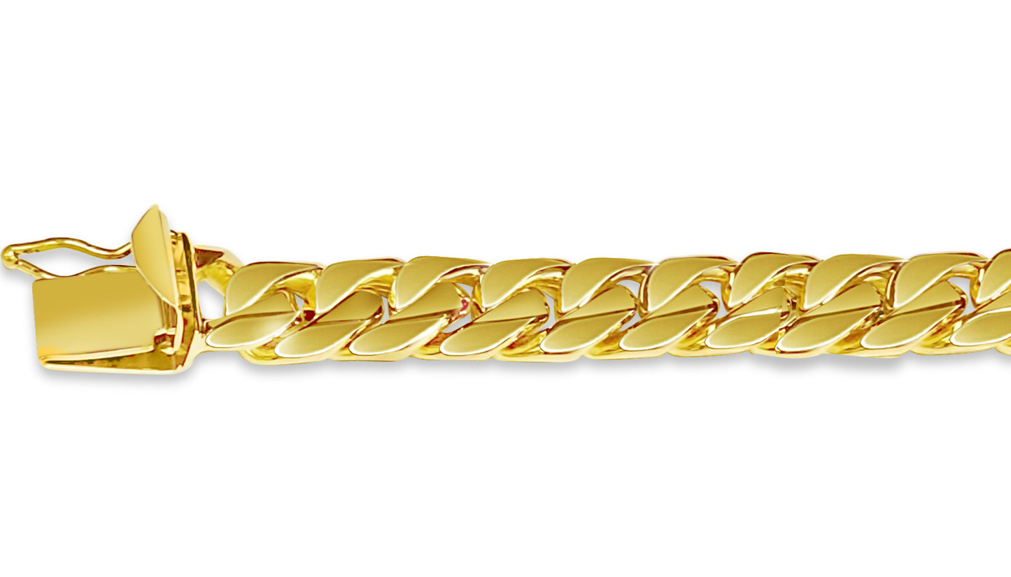 Handmade Solid Gold Curb Bracelet , 9mm