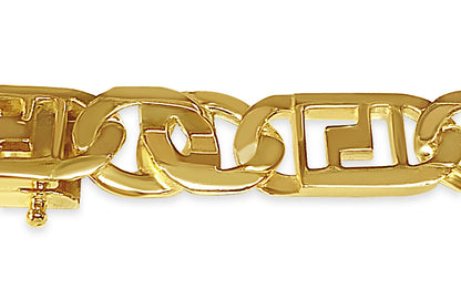 Handmade Solid Gold Greek Key & Tiger Eye Bracelet , 11mm
