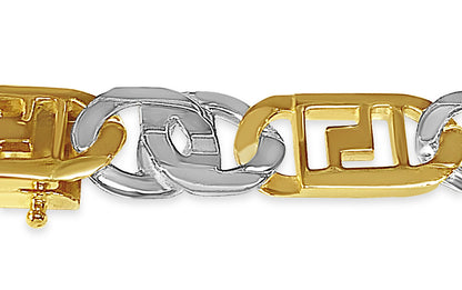 Handmade Solid Gold Greek Key & Tiger Eye Bracelet , 11mm