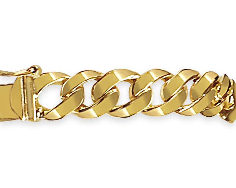 Handmade Solid Gold Curb Bracelet , 9mm