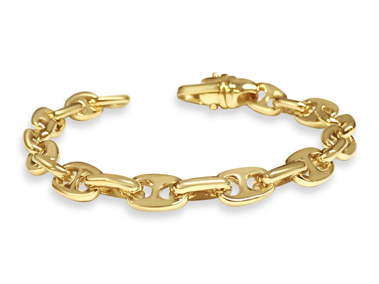 Handmade Solid Gold Anchor Mariner Bracelet , 9mm