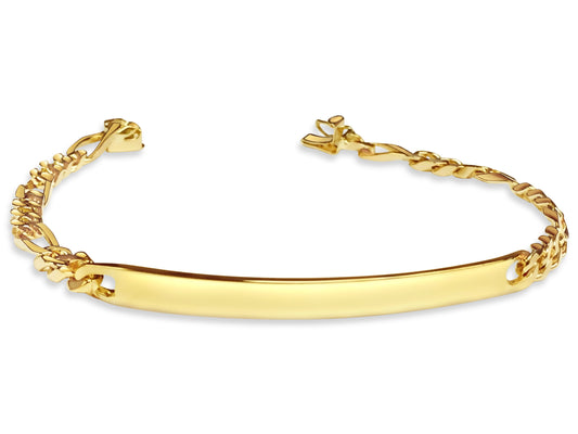 Handmade Solid Gold ID Figaro Bracelet , 5mm
