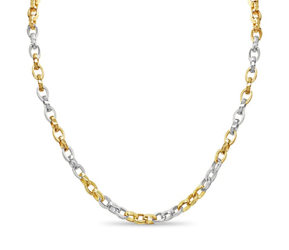 Handmade Solid Gold Oval Rolo Necklace , 6mm