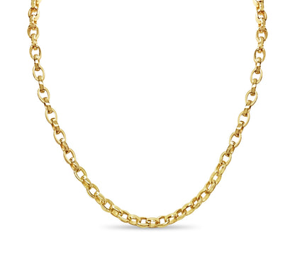 Handmade Solid Gold Oval Rolo Necklace , 6mm