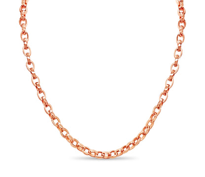 Handmade Solid Gold Oval Rolo Necklace , 6mm