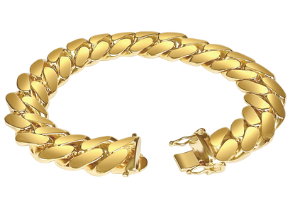 Handmade Solid Gold Miami Cuban Bracelet , 16mm