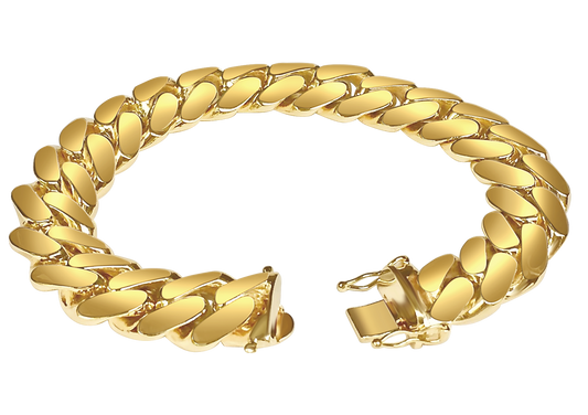 Handmade Solid Gold Miami Cuban Bracelet , 16mm