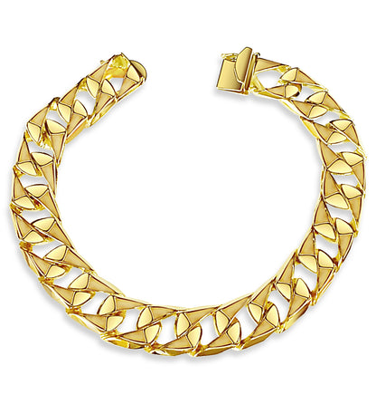 Handmade Solid Gold Curb Bracelet , 14mm