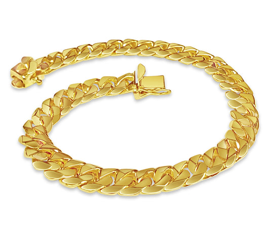 Handmade Solid Gold Curb Bracelet , 9mm