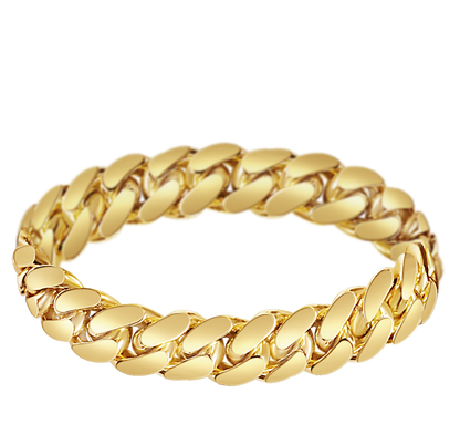Handmade Solid Gold Miami Cuban Bracelet , 13mm