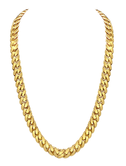 Handmade Solid Gold Miami Cuban Necklace , 13mm