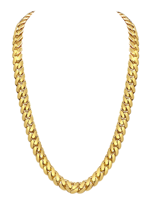 Handmade Solid Gold Miami Cuban Necklace , 13mm
