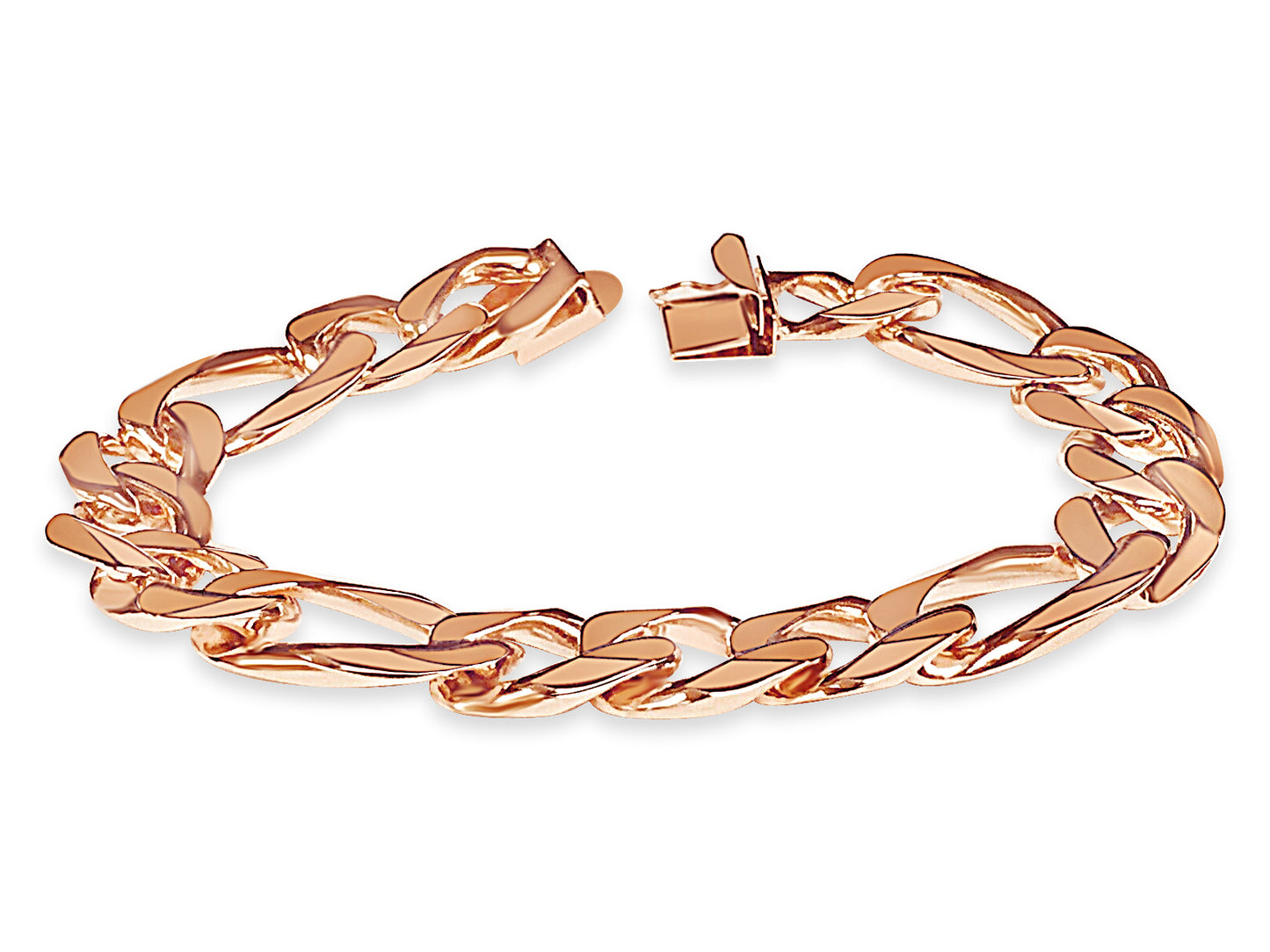 Handmade Solid Gold Figaro Bracelet , 15mm