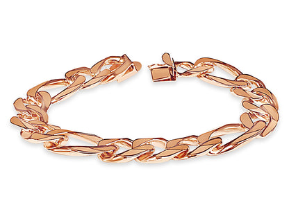 Handmade Solid Gold Figaro Bracelet , 15mm