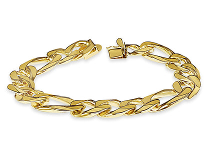 Handmade Solid Gold Figaro Bracelet , 15mm