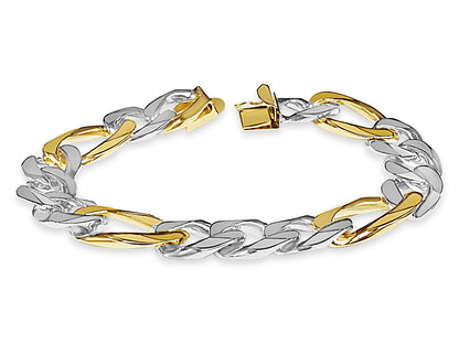 Handmade Solid Gold Figaro Bracelet , 15mm