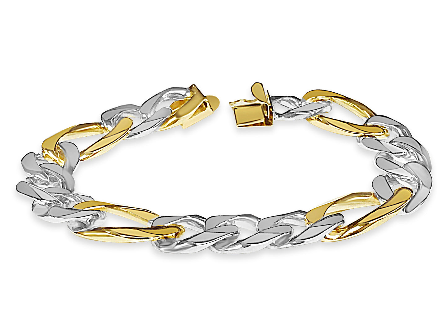 Handmade Solid Gold Figaro Bracelet , 15mm