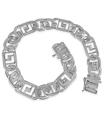 Handmade Solid Gold Greek Key & Tiger Eye Bracelet , 11mm