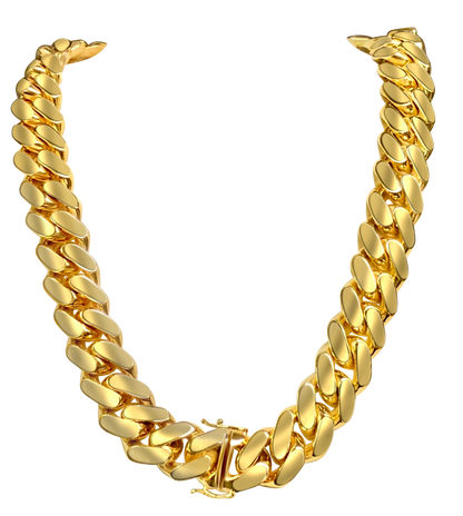 Handmade Solid Gold Miami Cuban Necklace , 18mm