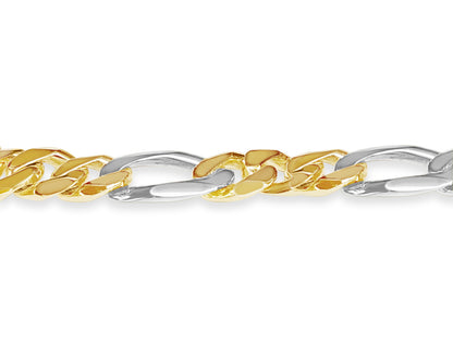 Handmade Solid Gold Figaro Bracelet , 12mm