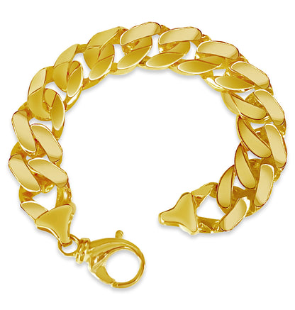 Handmade Solid Gold Curb Bracelet , 16mm