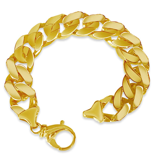 Handmade Solid Gold Curb Bracelet , 16mm