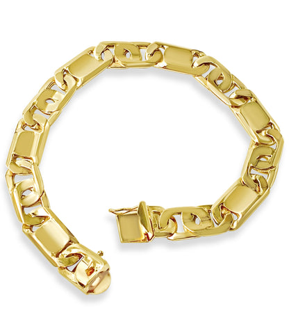 Handmade Solid Gold Tiger Eye & Bar Bracelet , 11mm