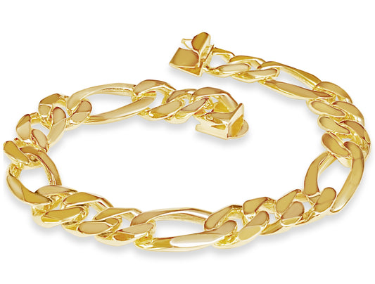 Handmade Solid Gold Figaro Bracelet , 12mm