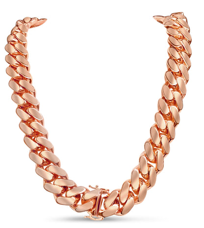 Handmade Solid Gold Miami Cuban Necklace , 18mm