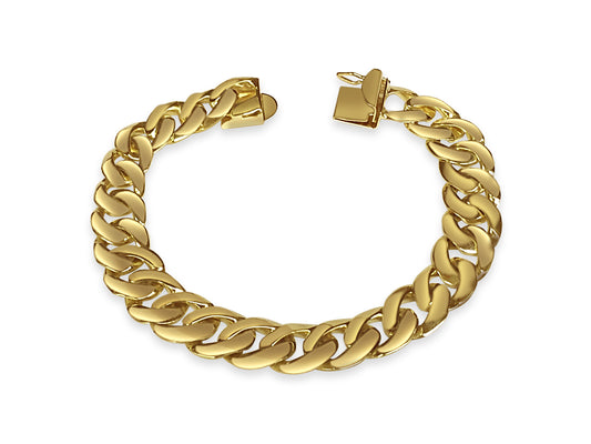 Handmade Solid Gold Curb Bracelet , 10mm