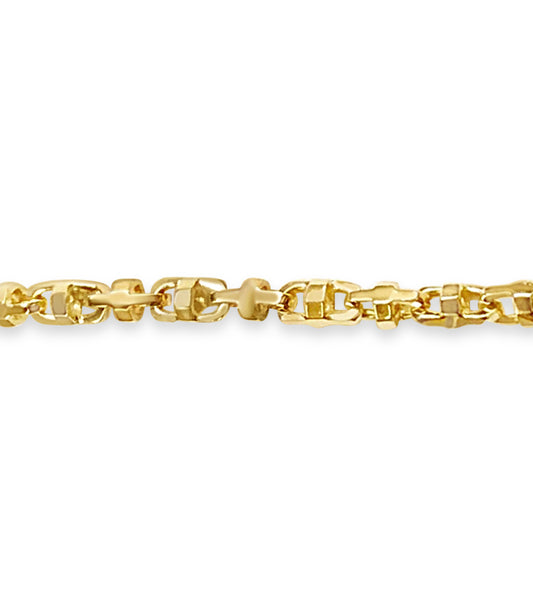 Handmade Solid Gold Fancy Rolo Bracelet , 6mm
