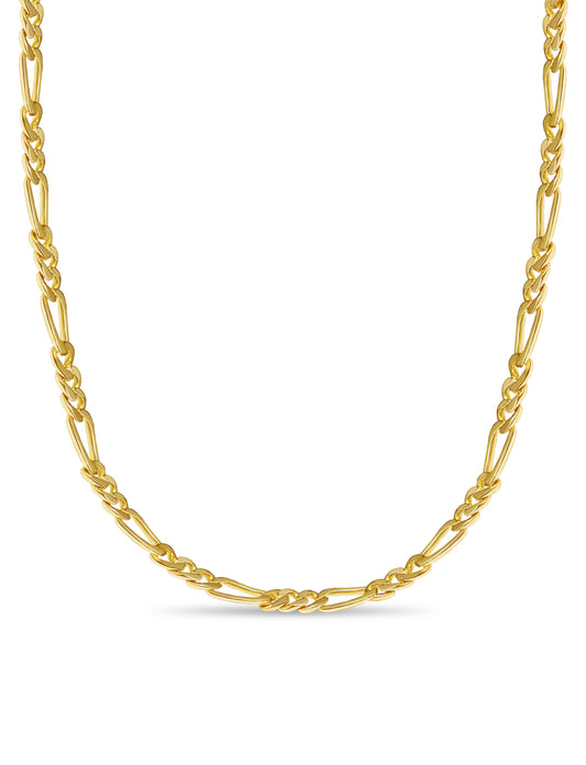 Handmade Solid Gold Figaro Necklace , 7mm