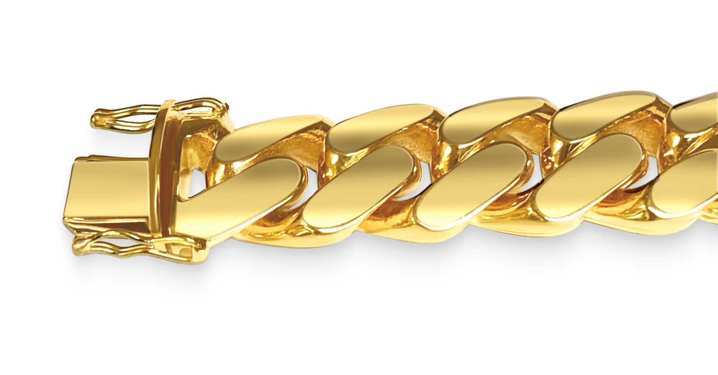 Handmade Solid Gold Miami Cuban Bracelet , 18mm