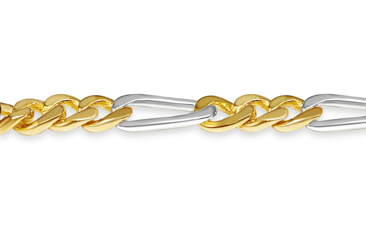 Handmade Solid Gold Figaro Bracelet , 7mm