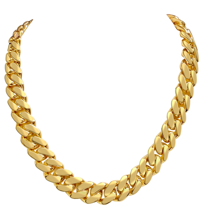 Handmade Solid Gold Miami Cuban Necklace , 16mm