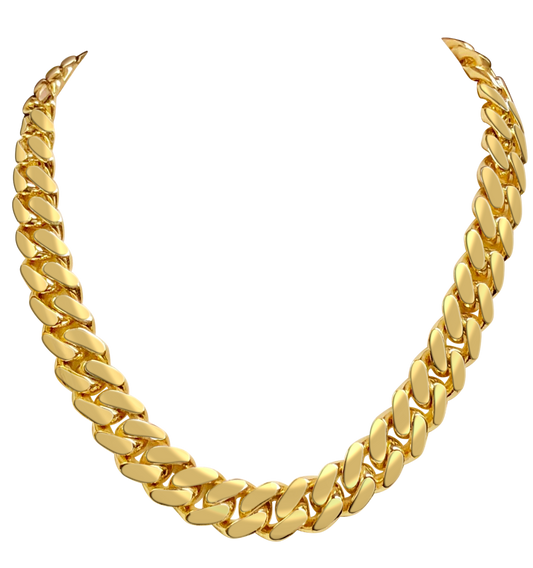 Handmade Solid Gold Miami Cuban Necklace , 16mm