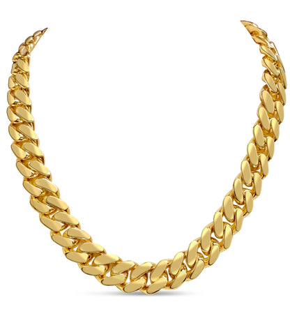 Handmade Solid Gold Miami Cuban Necklace , 16mm