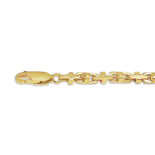 Handmade Solid Gold Anchor Mariner Necklace , 4mm