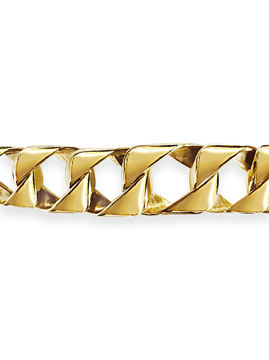 Handmade Solid Gold Curb Bracelet , 11mm