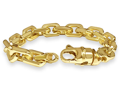 Handmade Solid Gold Fancy Rolo Bracelet , 11mm